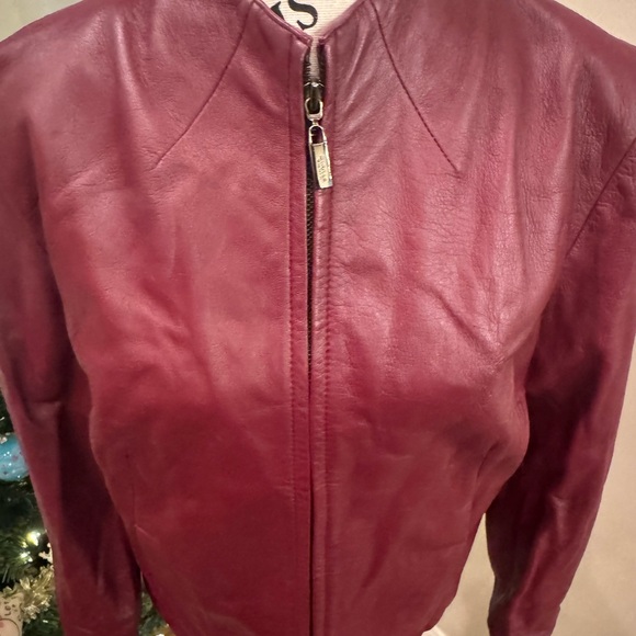 Vintage Siena Studio Dark Red Burgundy Leather Jacket Zip Y2K Women Large Luxury - Picture 4 of 16